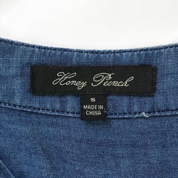 Honey Punch for Lulus Blue Jean Denim Long Sleeve Shirt Mini Dress - Picture 4 of 9